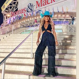 Black jumpsuit fringe